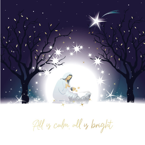 *All is calm - Foil Large Christmas Card Pack
