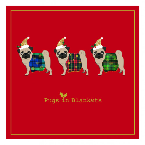 Pugs in Blankets - Large Christmas Card Pack 