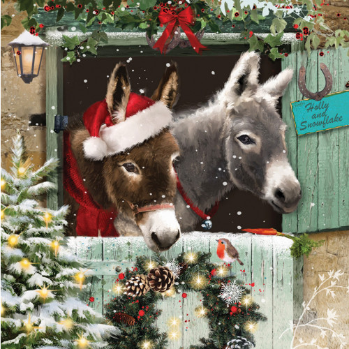 Holly and Snowflake - Large Christmas Card Pack 