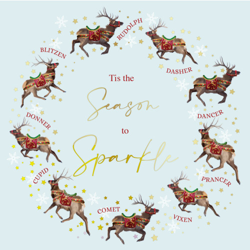 *Reindeer Wreath - Large Metallic Christmas Card Pack
