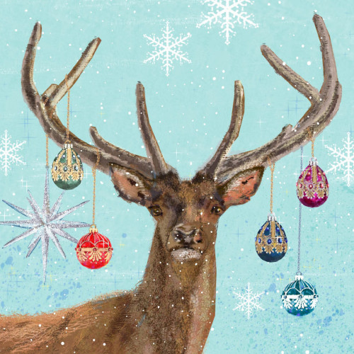 Baubles on Reindeer - Small Christmas Card Pack