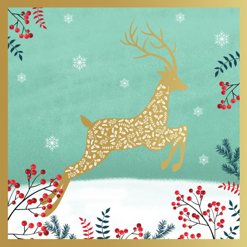 Jumping Reindeer - Large Christmas Card Pack