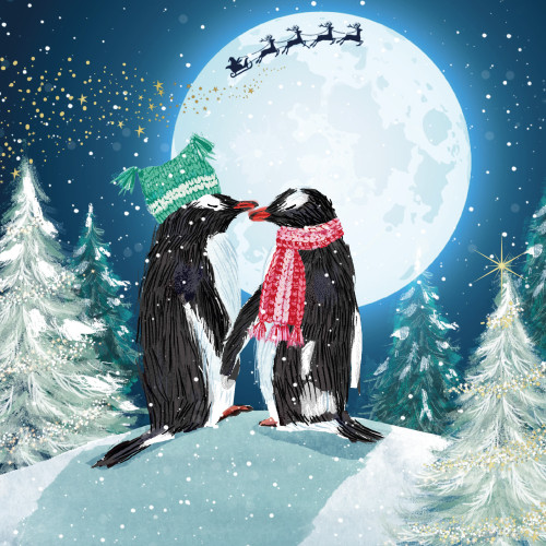 Moonlight Penguins - Small Christmas Card Pack
