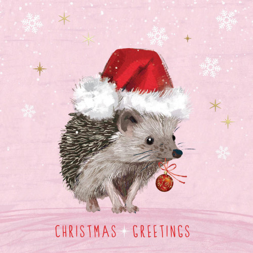 Hedgehog With Baubles - Small Christmas Card Pack