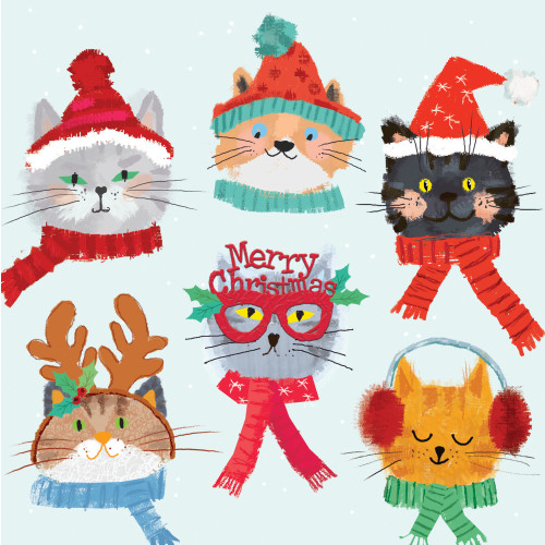 Cats In Hats - Small Christmas Card Pack