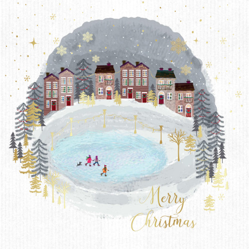Village Ice Skating - Small Christmas Card Pack