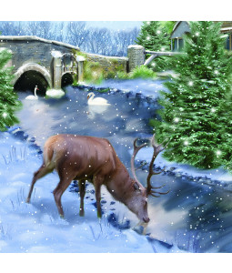 Stag Scene - Small Christmas Card Pack 