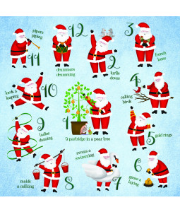 Santa's 12 Days - Small Christmas Card Pack 