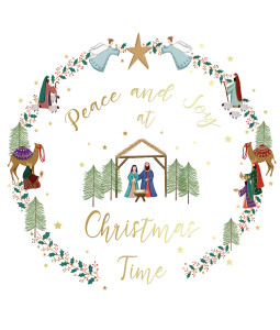 *Christmas Time Nativity - Large Metallic Christmas Card Pack