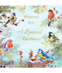 Birds Gathering - Small Metallic Christmas Card Pack