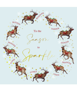 Reindeer Wreath - Large Metallic Christmas Card Pack