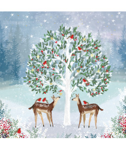 Deer and Robins - Small Christmas Card Pack