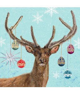 Baubles On Reindeer - Large Christmas Card Pack