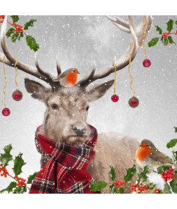 *Stag With Baubles -Small Christmas Card Pack