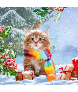*Wrapped Up Kitten - Small Christmas Card Pack