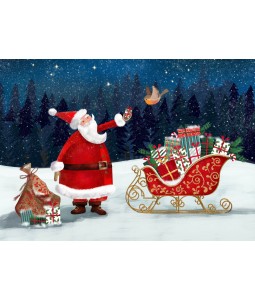 A Christmas card pack with Santa with his sleigh
