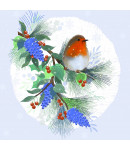 Robin and Pine Cones - Small Christmas Card Pack